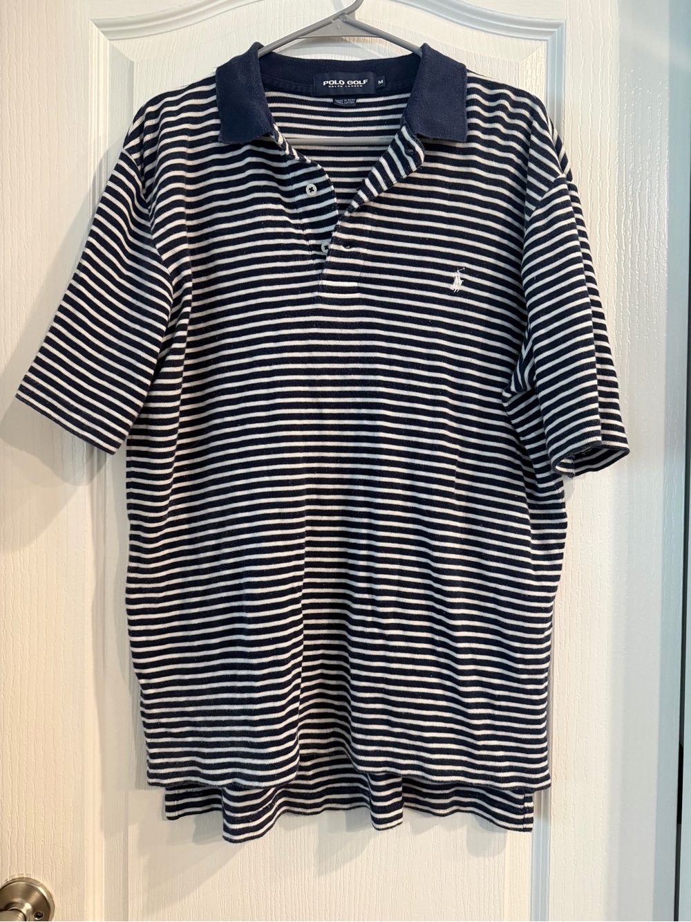 POLO GOLF Striped Polo Navy and White